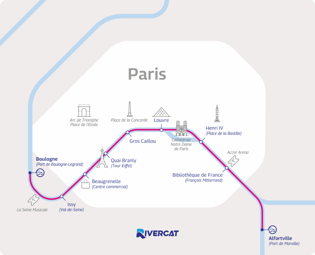 Carte du réseau RiverCat à Paris